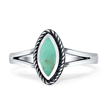 Marquise Twisted Rope Split Shank Oxidized Turquoise 925 Sterling Silver Wholesale